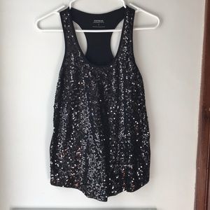EXPRESS Black sequin racerback tank top